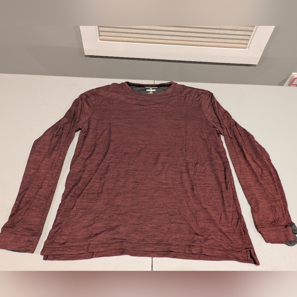 Bombas Men’s Medium Maroon Merino Wool Blend Crew Neck Shirt Long Sleeve - Picture 3 of 4